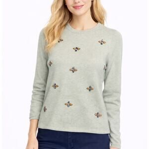 Zara Jeweled Beaded Sweater Pale Sage Green Size M